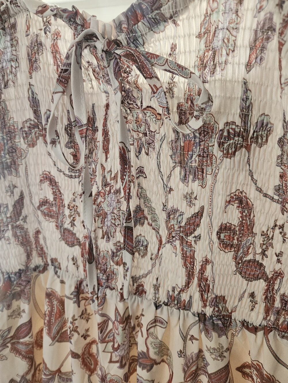 GRACE KARIN Paisley Floral Smocked Maxi Dress Ruffle Hem Boho M - Picture 10 of 10